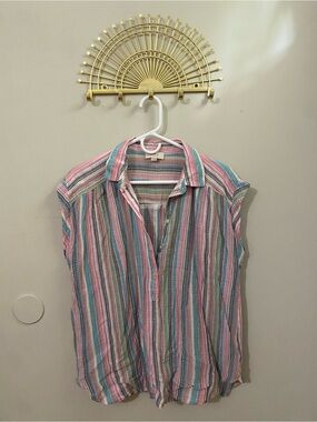 LOFT Striped Sleeveless Top in Pink, Blue, Green